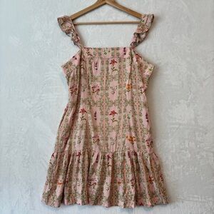 Agua Bendita x Target womens pink Tile Garden‎ Floral Mini Dress size large